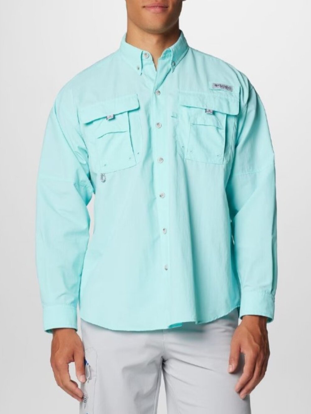 Columbia Shirt Mens XL Teal PFG Vented Back Pockets Fishing Hiking Camping